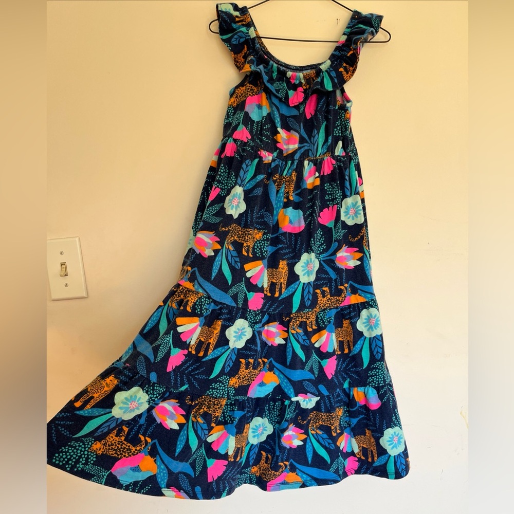 Cat & Jack Tropical Print Maxi Dress with Ruffle Straps Girls XS 4/5